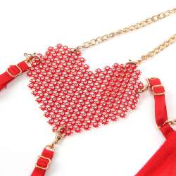 SUBBLIME 955526 CONJUNTO SUJETADOR CON CADENAS Y CORAZaN DE MALLA ROJO L XL