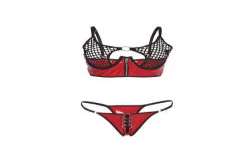 SUBBLIME 955533 CONJUNTO SUJETADOR CON CREMALLERA DE MALLA DE CHAROL ROJO S M