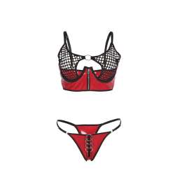 SUBBLIME 955533 CONJUNTO SUJETADOR CON CREMALLERA DE MALLA DE CHAROL ROJO S M