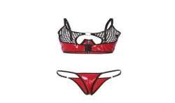 SUBBLIME 955533 CONJUNTO SUJETADOR CON CREMALLERA DE MALLA DE CHAROL ROJO S M