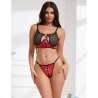 SUBBLIME 955533 CONJUNTO SUJETADOR CON CREMALLERA DE MALLA DE CHAROL ROJO S M