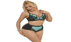 SUBBLIME 955557 CONJUNTO SUJETADOR CON CREMALLERA DE MALLA DE CHAROL VERDE S M