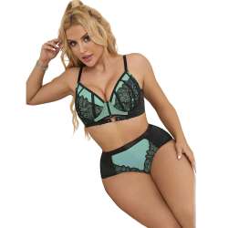SUBBLIME 955557 CONJUNTO SUJETADOR CON CREMALLERA DE MALLA DE CHAROL VERDE S M