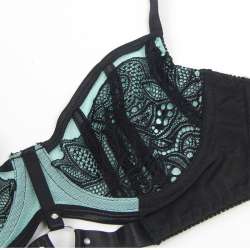 SUBBLIME 955557 CONJUNTO SUJETADOR CON CREMALLERA DE MALLA DE CHAROL VERDE S M