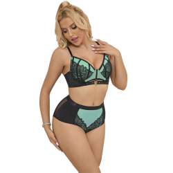 SUBBLIME 955564 CONJUNTO SUJETADOR CON CREMALLERA DE MALLA DE CHAROL VERDE L XL