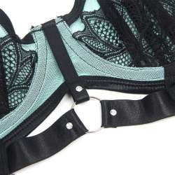 SUBBLIME 955564 CONJUNTO SUJETADOR CON CREMALLERA DE MALLA DE CHAROL VERDE L XL