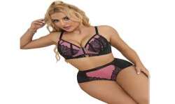 SUBBLIME 955571 CONJUNTO SUJETADOR CON CREMALLERA DE MALLA DE CHAROL ROSA S M