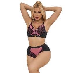 SUBBLIME 955588 CONJUNTO SUJETADOR CON CREMALLERA DE MALLA DE CHAROL ROSA L XL