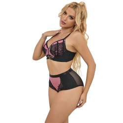 SUBBLIME 955588 CONJUNTO SUJETADOR CON CREMALLERA DE MALLA DE CHAROL ROSA L XL