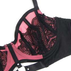 SUBBLIME 955588 CONJUNTO SUJETADOR CON CREMALLERA DE MALLA DE CHAROL ROSA L XL