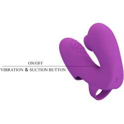 PRETTY LOVE ATHENA VIBRADOR DE DEDO CON ESTIMULADOR CLaTORIS MORADO