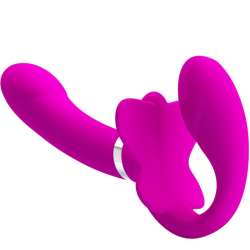 PRETTY LOVE VALERIE VIBRADOR DOBLE STRAP ON 12 VIBRACIONES MORADO