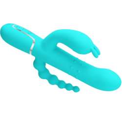 PRETTY LOVE CAMMY TRIPLE VIBRADOR RABBIT MULTIFUNCIaN 4 EN 1 AZUL