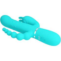 PRETTY LOVE CAMMY TRIPLE VIBRADOR RABBIT MULTIFUNCIaN 4 EN 1 AZUL