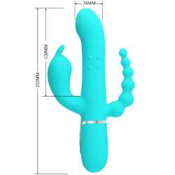 PRETTY LOVE CAMMY TRIPLE VIBRADOR RABBIT MULTIFUNCIaN 4 EN 1 AZUL