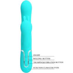 PRETTY LOVE CAMMY TRIPLE VIBRADOR RABBIT MULTIFUNCIaN 4 EN 1 AZUL