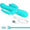 PRETTY LOVE CAMMY TRIPLE VIBRADOR RABBIT MULTIFUNCIaN 4 EN 1 AZUL