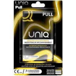 UNIQ PULL PRESERVATIVOS CON TIRAS SIN LaTEX 3 UNIDADES