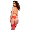 CHILIROSE CR 4848 SET SUJETADOR TANGA MEDIAS DE ENCAJE ROJO S