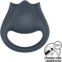 SATISFYER PERFECT PAIR 2 MULTIVIBRADOR 2 EN 1 ANILLO PARA PENE ESTIMULADOR DE DEDO GRIS