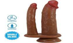 PRETTY LOVE GORAN DOBLE DILDO REALaSTICO NATURAL MULATO