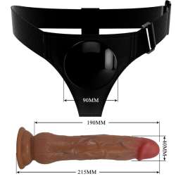 PRETTY LOVE KYTON HARNESS BRIEFS UNIVERSAL CON DILDO SQUIRTING 19 CM MULATO