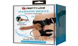 PRETTY LOVE HARNESS BRIEFS UNIVERSAL CON DILDO VIBRACIaN Y SQUIRTING 155 CM MULATO