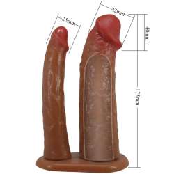 PRETTY LOVE YAIRON FUNDA PARA PENE DOBLE CON EXTENSIaN DE 4 CM MULATO