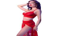 CHILIROSE CR 4850 SET TOP ROJO Y LEGGINS CON COMPLEMENTOS DORADOS S