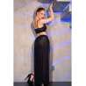 CHILIROSE CR 4672 TOP NEGRO FALDA Y TANGA CON CADENAS DORADAS S