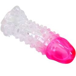 PRETTY LOVE WILFORD FUNDA REALaSTICA ALARGADORA CON RELIEVE PARA PENE ROSA
