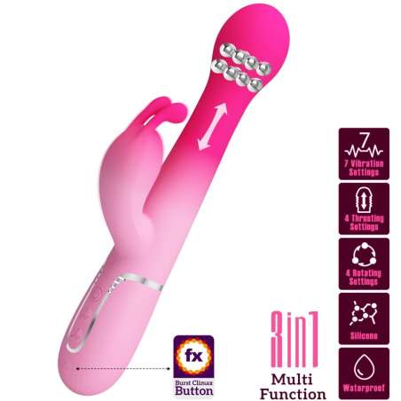PRETTY LOVE DEJON VIBRADOR RABBIT 3 EN 1 MULTIFUNCIaN ROSA
