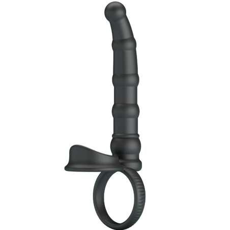 PRETTY LOVE TATUM ANILLO VIBRADOR PENE CON PLUG 10 VIBRACIONES NEGRO