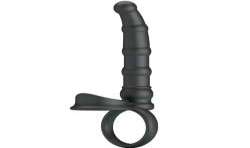PRETTY LOVE TATUM ANILLO VIBRADOR PENE CON PLUG 10 VIBRACIONES NEGRO