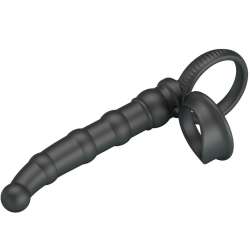 PRETTY LOVE TATUM ANILLO VIBRADOR PENE CON PLUG 10 VIBRACIONES NEGRO