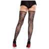 LEG AVENUE MEDIAS SIN PIES DE ENCAJE FLORAL NEGRO