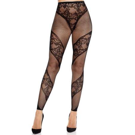 LEG AVENUE MALLAS SIN PIE DE ENCAJE Y TRANSPARENCIA NEGRO