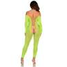 LEG AVENUE BODYSTOCKING SIN ENTREPIERNA DE ENCAJE DE SERPIENTE EXaTICA VERDE NEaN