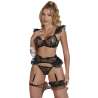 SUBBLIME 957483 CONJUNTO SUJETADOR Y LIGA DE ENCAJE NEGRO S M