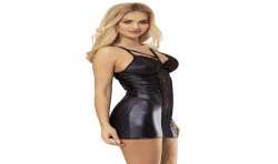 SUBBLIME 957520 VESTIDO DE CUERO CON ENCAJE FLORAL NEGRO S M