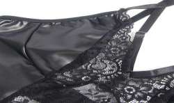 SUBBLIME 957520 VESTIDO DE CUERO CON ENCAJE FLORAL NEGRO S M