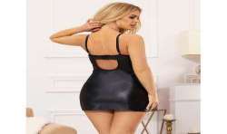 SUBBLIME 957520 VESTIDO DE CUERO CON ENCAJE FLORAL NEGRO S M