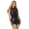 SUBBLIME 957544 VESTIDO DE CUERO CON CUELLO DE ENCAJE NEGRO S M