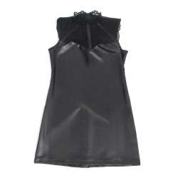 SUBBLIME 957544 VESTIDO DE CUERO CON CUELLO DE ENCAJE NEGRO S M