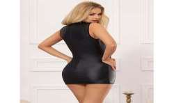 SUBBLIME 957544 VESTIDO DE CUERO CON CUELLO DE ENCAJE NEGRO S M