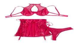 SUBBLIME 957605 CONJUNTO SUJETADOR Y FALDA DE CUERO ROJO S M