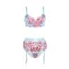 SUBBLIME 957643 CONJUNTO SUJETADOR Y LIGUERO CON BORDADOS DE FLORES ROSAS S M
