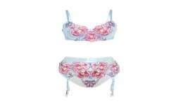 SUBBLIME 957643 CONJUNTO SUJETADOR Y LIGUERO CON BORDADOS DE FLORES ROSAS S M
