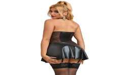 SUBBLIME 957704 VESTIDO DE CUERO CON CREMALLERA Y ENCAJE NEGRO S M