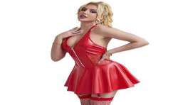 SUBBLIME 957728 VESTIDO DE CUERO CON CREMALLERA Y ENCAJE ROJO S M